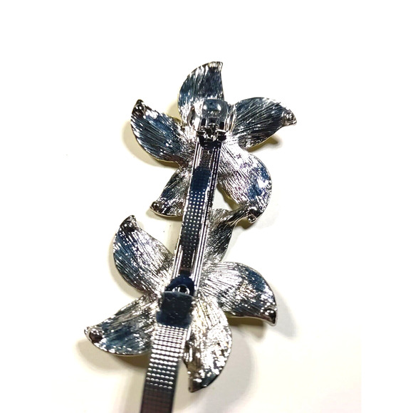 Hair Barrette Tension Clip Yellow Flower Glitter Shiny Clear Rhinestone Wedding - Picture 11 of 11